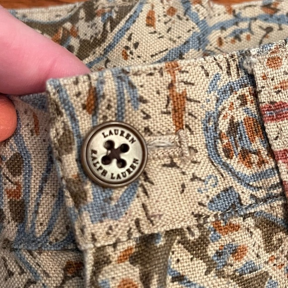 LAUREN RALPH LAUREN Pants Size 4 Linen Cotton Blend Summer Perfect Paisley Print - Picture 6 of 10